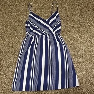 Blue and white striped dress